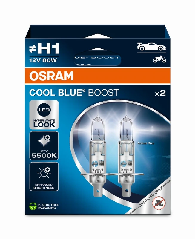 OSRAM H1 Cool Blue Boost 80W 12V pakuotė