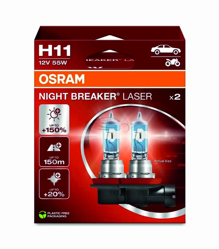 OSRAM H11 Night Breaker Laser lemputės pakuotė