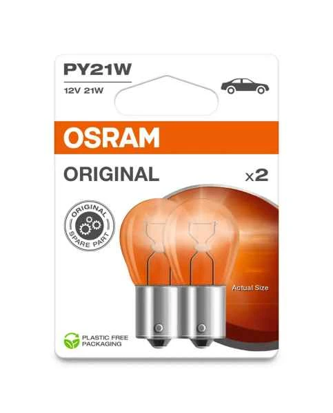 OSRAM Automobilinės lemputės 21W 12V BAU15S (geltona) 2vnt