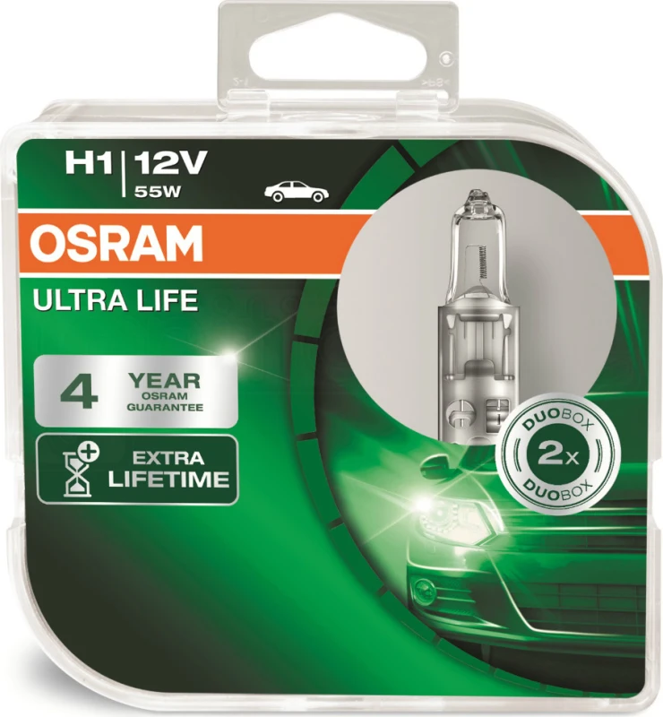 Osram lemputės ULTRA LIFE, H1, 55W, DUO 64150ULT-HCB