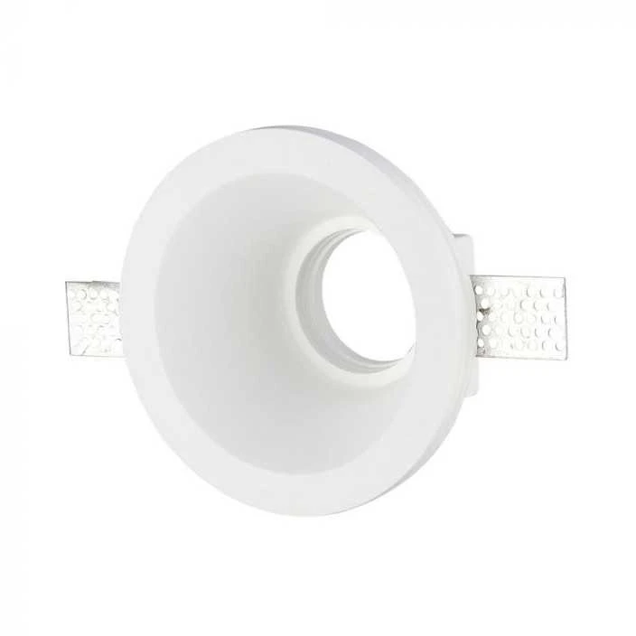 Pakabinamas šviestuvas V-tac GU10 gipsinis lemputės rėmelis, baltas, apvalus, gilus, 132mm