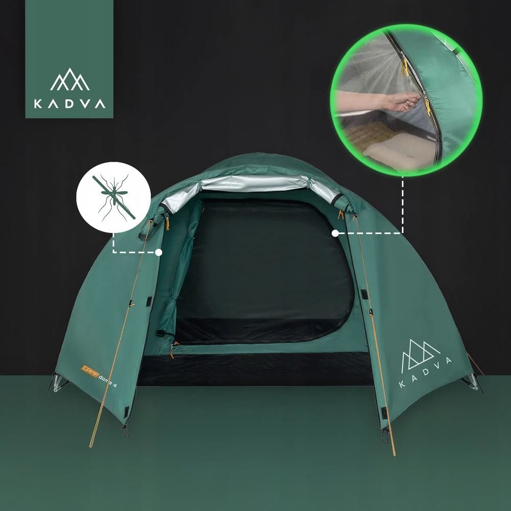 LENGVA 4 ASMENŲ KEMPINGO PALAPINĖ KADVA CAMP Dome, TURISTINĖ, ATSPIRMI VANDENI