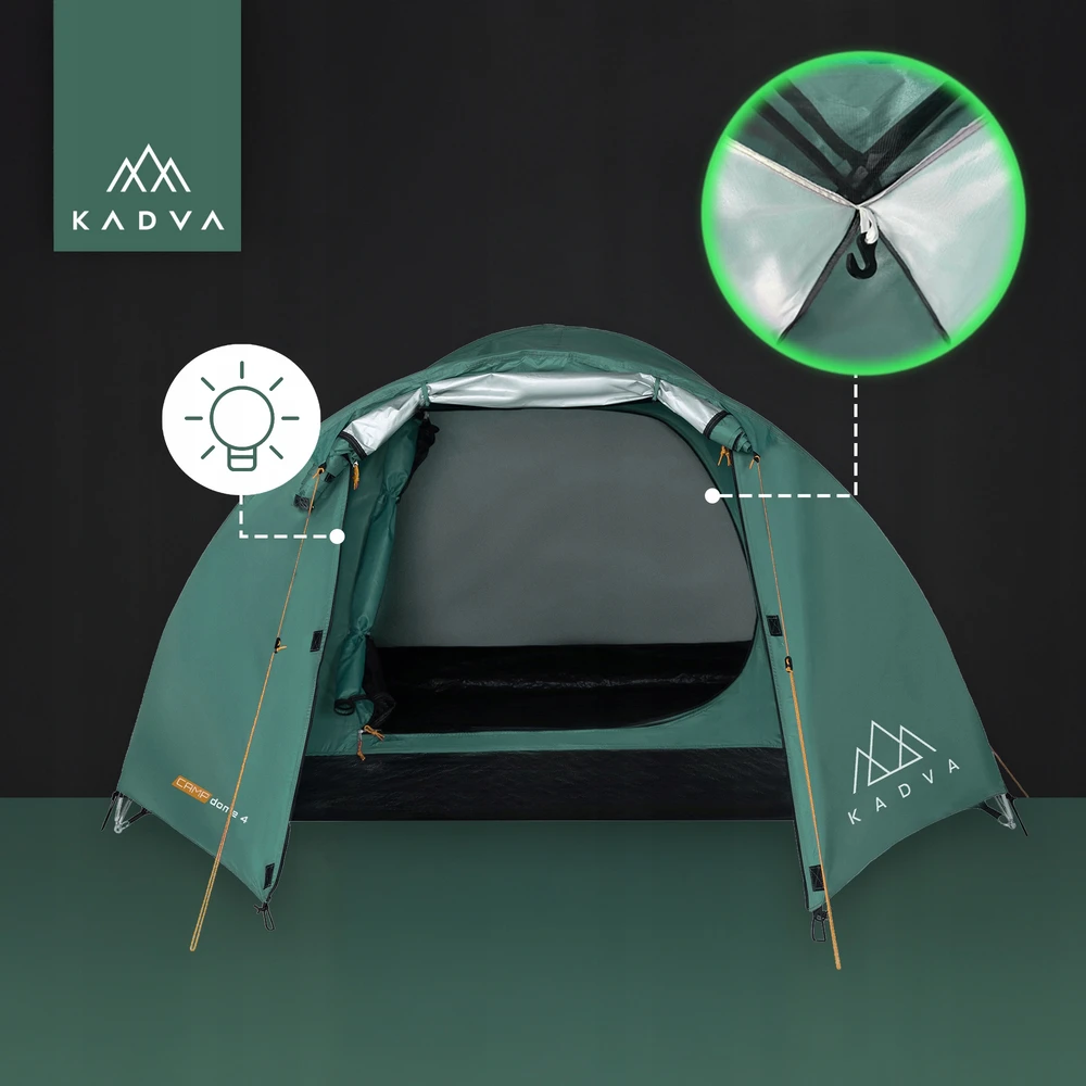 LENGVA 4 ASMENŲ KEMPINGO PALAPINĖ KADVA CAMP Dome, TURISTINĖ, ATSPIRMI VANDENI