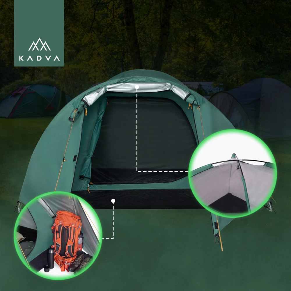 LENGVA 4 ASMENŲ KEMPINGO PALAPINĖ KADVA CAMP Dome, TURISTINĖ, ATSPIRMI VANDENI