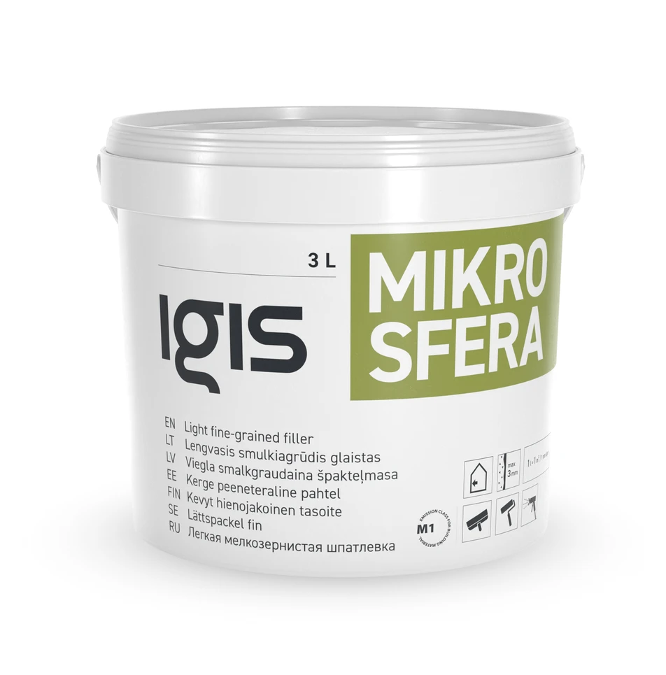 Lengvas smulkiagrūdis glaistas IGIS MIKROSFERA, 3 l
