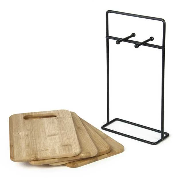 5five Simply Smart Lentelės pjaustymo 4 vnt 14x22 cm bambukinės su stovu 151417 5five