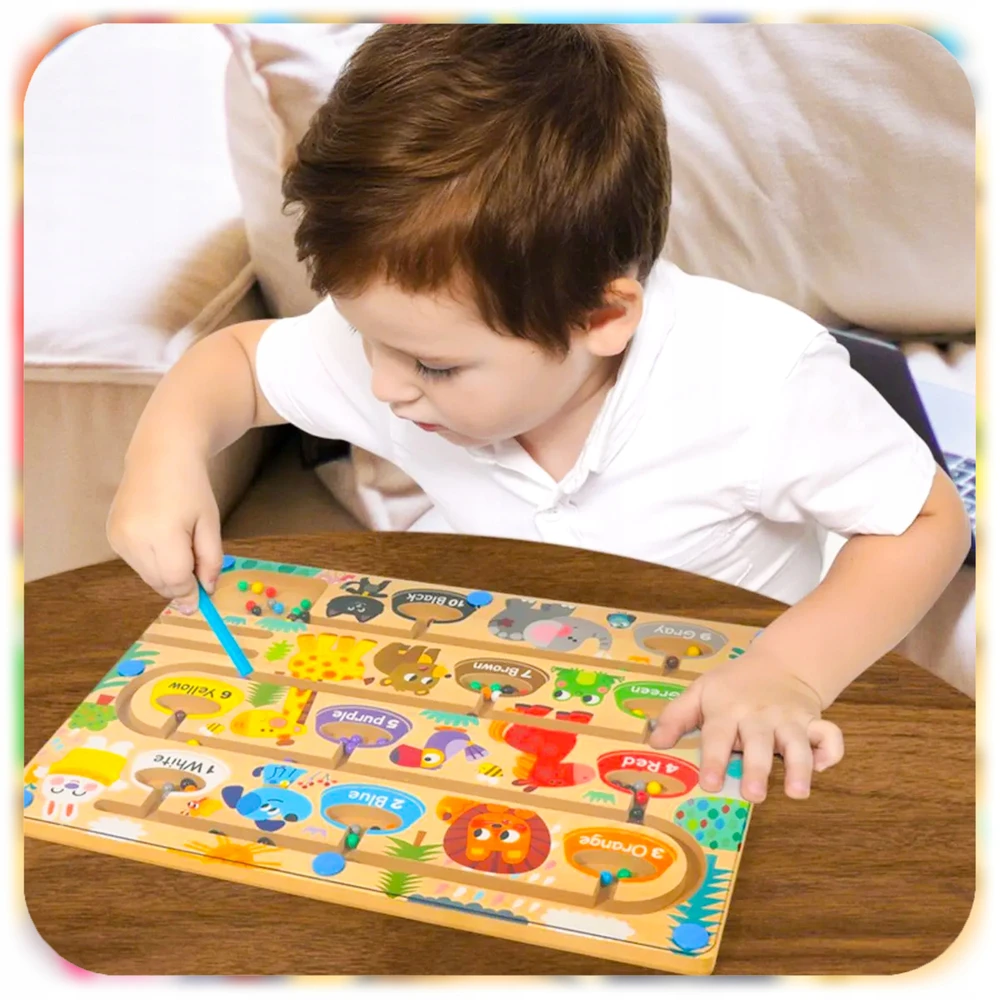 LENTO MOKYMASIS SKAIČIAVIMAS IR SPALVOS MEDINIS MAGNETINIS LABIRINTAS MONTESSORI