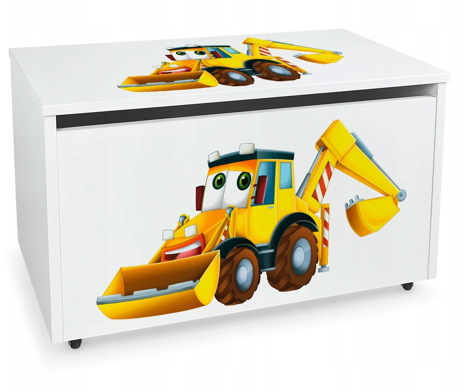 Leomark Duża drewniana skrzynia na zabawki - na kółkach 71x40 x46 cm, nadruk Kopara