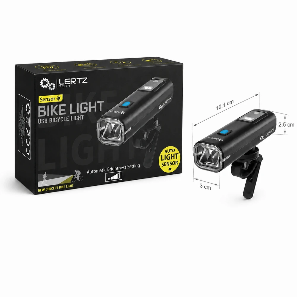 Lertz Galingas DVIRAČIO PRIEKINIS LEMPAS LED 5000K žibintuvėlis SENSOR LIGHT SENSOR