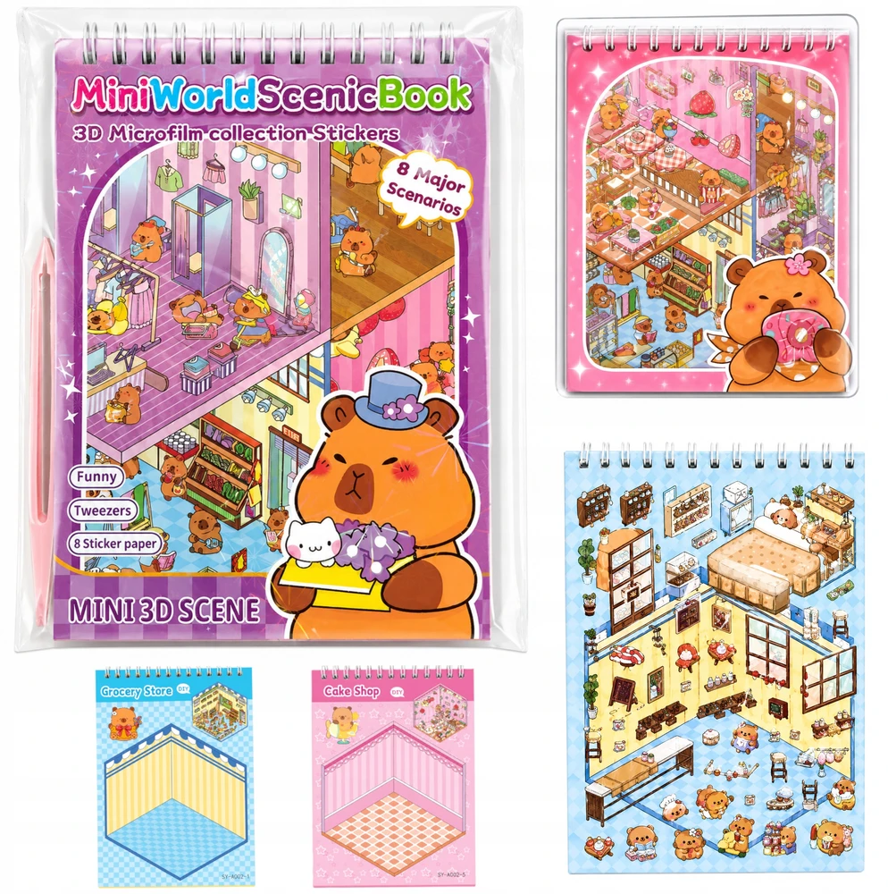 Letilo 3D Capybara Scrapbook Roombox DIY Mini House Miniatiūrinis namas x8