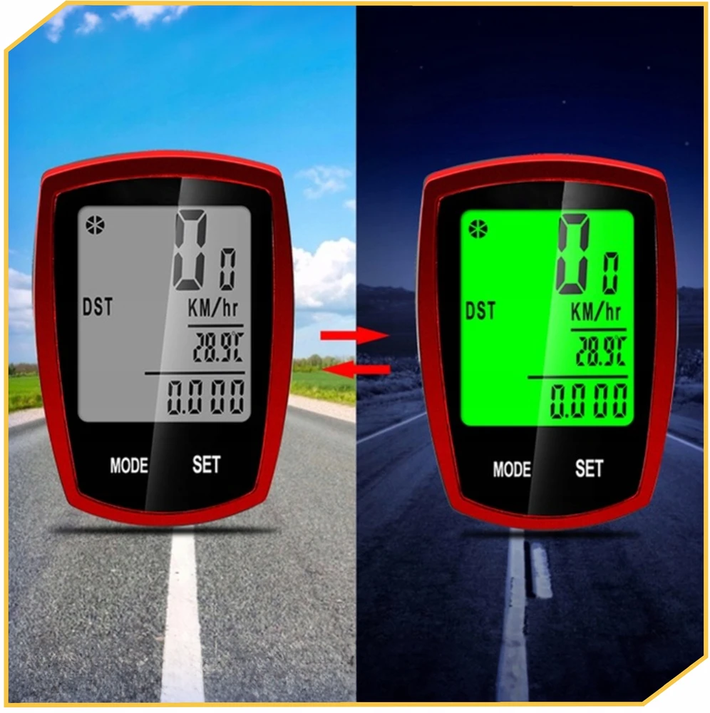 Lewer Dviračio kompiuteris WATERPROOF termometras naktinis režimas SPEEDOMETER LCD PRO