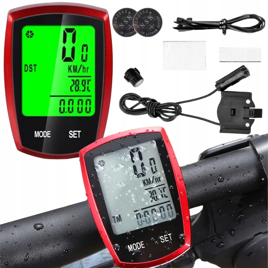 Lewer Dviračio kompiuteris WATERPROOF termometras naktinis režimas SPEEDOMETER LCD PRO