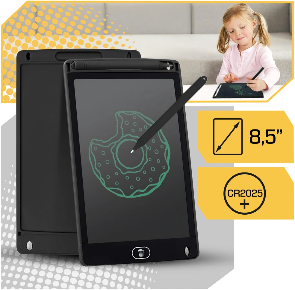 Lewer GRAFIKOS LENTELĖ PIEŠIMO, NICKOPIS, 8,5" JUODOS LCD LENTELĖ VAIKAMS