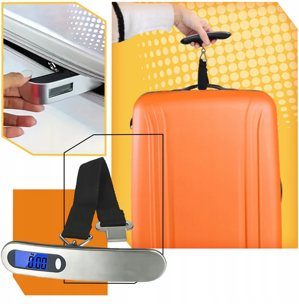 Lewer HOOK TRAVEL BAGAŽO svarstyklės, TURISTAS, ORO UOSTAS, RANKINIS LCD, IKI 50KG