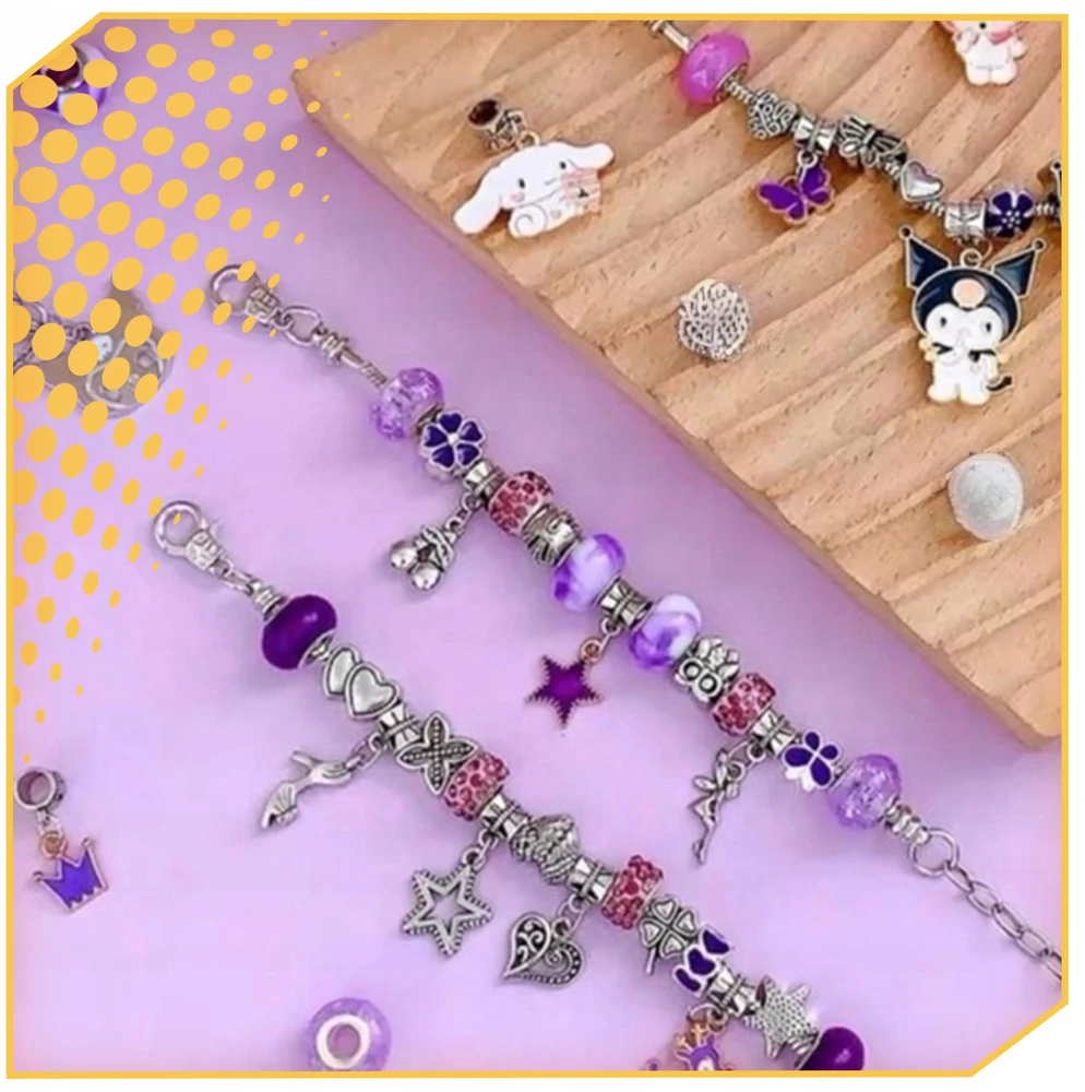 Lewer KUROMI BEADS RINKINYS ELEMENTAI CHARMS PAPUOŠALŲ APYRANKĖMS GAMINTI