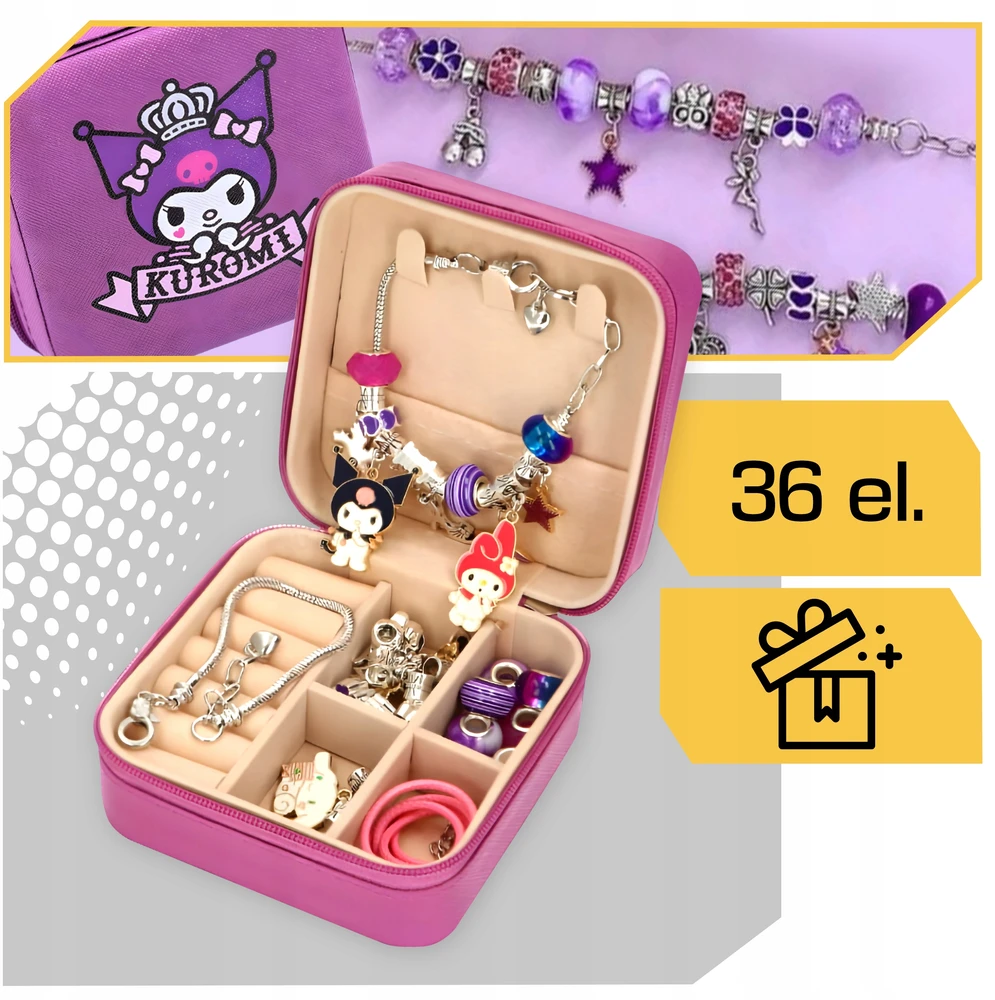 Lewer KUROMI BEADS RINKINYS ELEMENTAI CHARMS PAPUOŠALŲ APYRANKĖMS GAMINTI