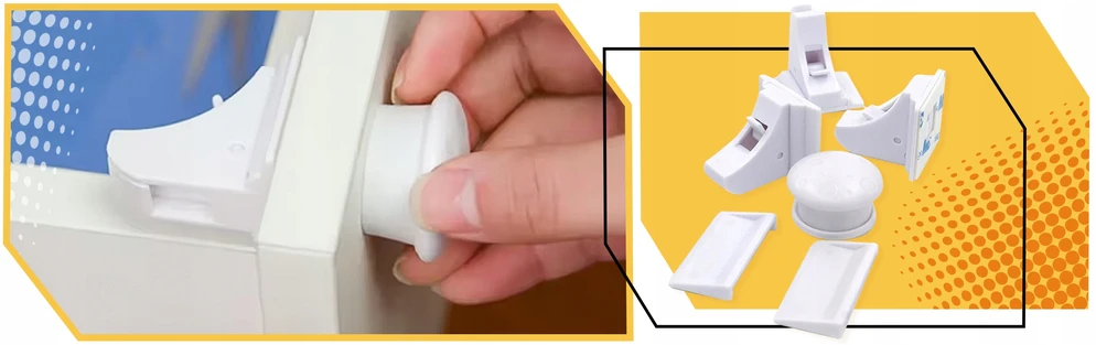 Lewer MAGNETINĖ APSAUGOS UŽRAKA BALDŲ SPINTELĖMS VAIKŲ UŽRAKOS 10+3 Vnt.