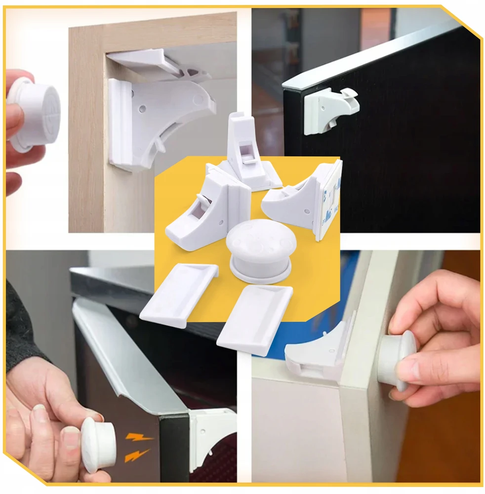 Lewer MAGNETINĖ APSAUGOS UŽRAKA BALDŲ SPINTELĖMS VAIKŲ UŽRAKOS 10+3 Vnt.