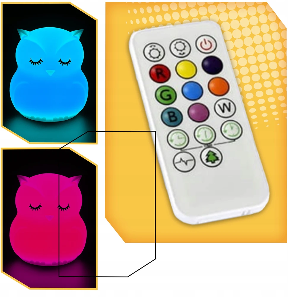 Lewer NAKTINĖ PĖDĖLĖS LEMPA VAIKAMS, SPALVOTAS SILIKONINIS SOFT USB-C RGB + NUOTOLINIO PULTAS