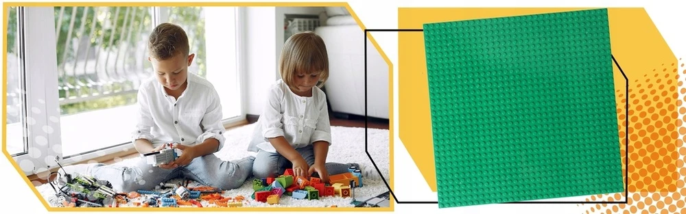 Lewer Pagrindo plokštė Konstrukciniai kaladėlės 32x32 žalia atitinka kitus vaikams