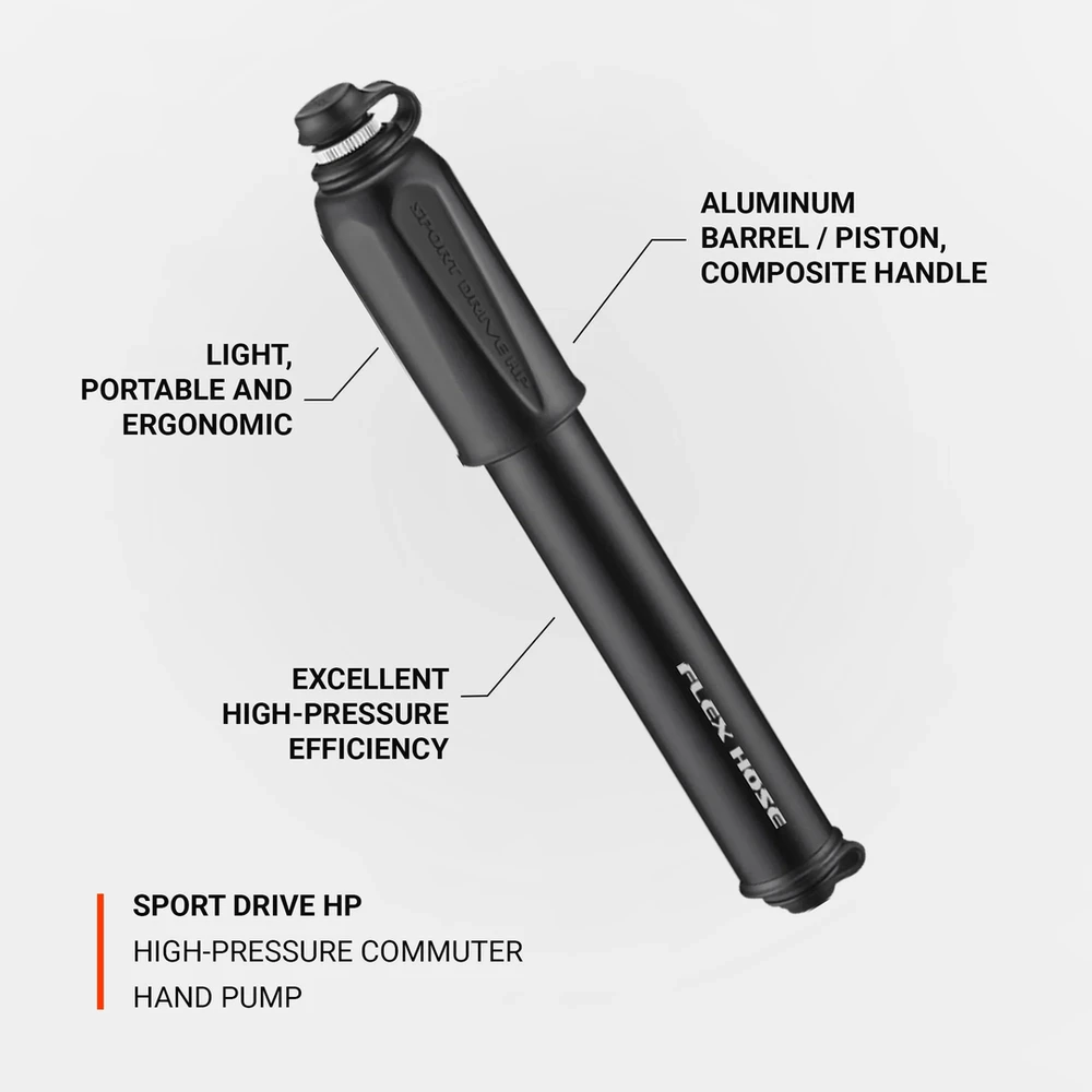 Lezyne Cnc Sport Drive Hp M rankinė dviračio pompa, juoda