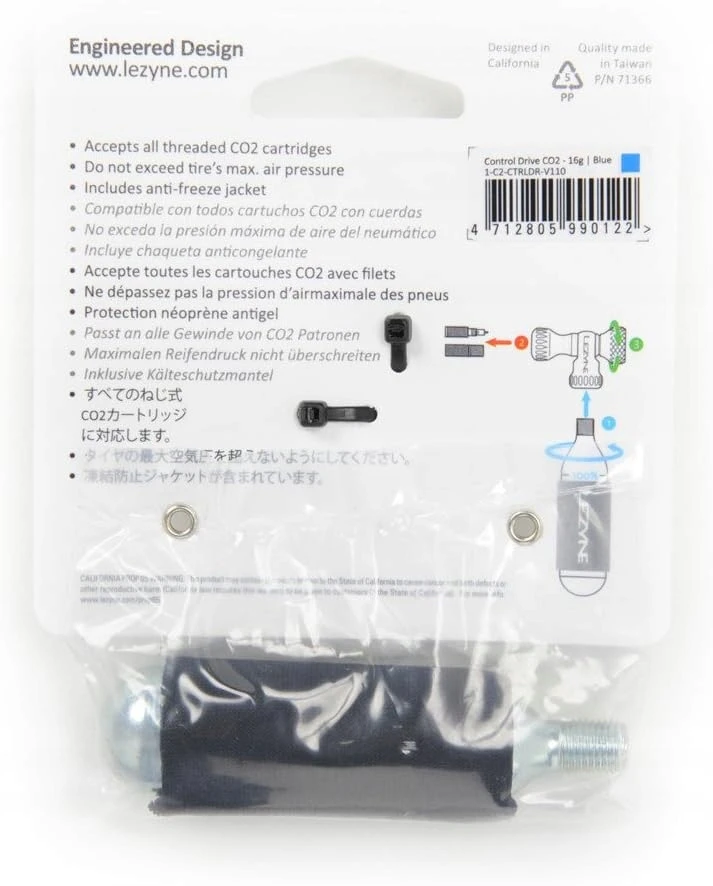 Lezyne CONTROL DRIVE CO2 pompa 16g mėlyna + KASETĖ