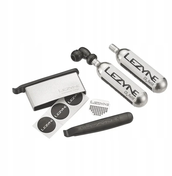 Lezyne Twin Kit Co2 dviračio pompa su remonto rinkiniu
