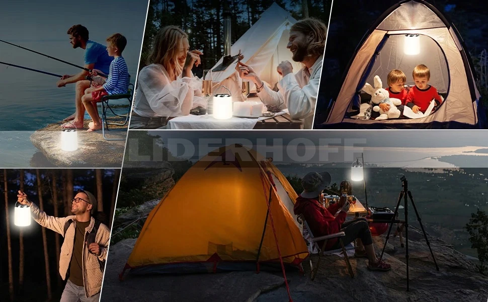 Liderhoff MINI TURISTINĖ LEMPA KEMPINGAS Baltas SAULĖS LED LED ĮKRAKOMAMAS