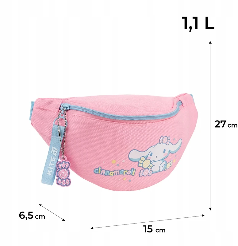Liemens krepšys mergaitėms, reguliuojamas dirželis, rožinis Cinnamoroll Kite