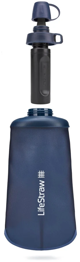 Gertuvė „Lifestraw Peak“ serijos sulankstomas buteliukas su spaudimu, 650 ml, tamsiai pilkas