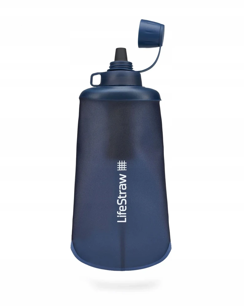 Gertuvė „Lifestraw Peak“ serijos sulankstomas buteliukas su spaudimu, 650 ml, tamsiai pilkas