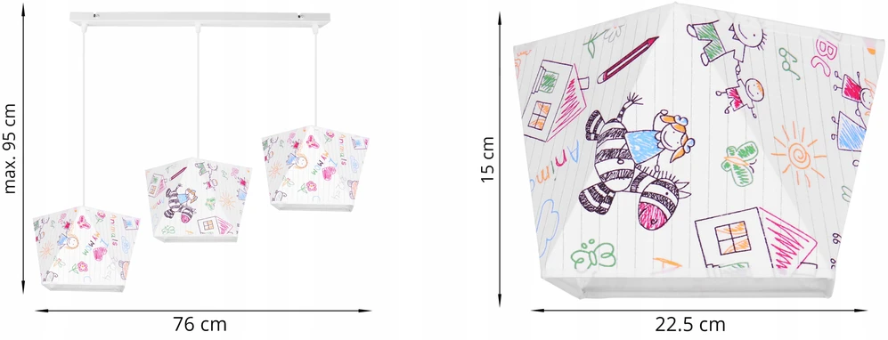 Light Home LAMPA Sufitowa WISZĄCA Żyrandol Dziecięca ABAŻUR