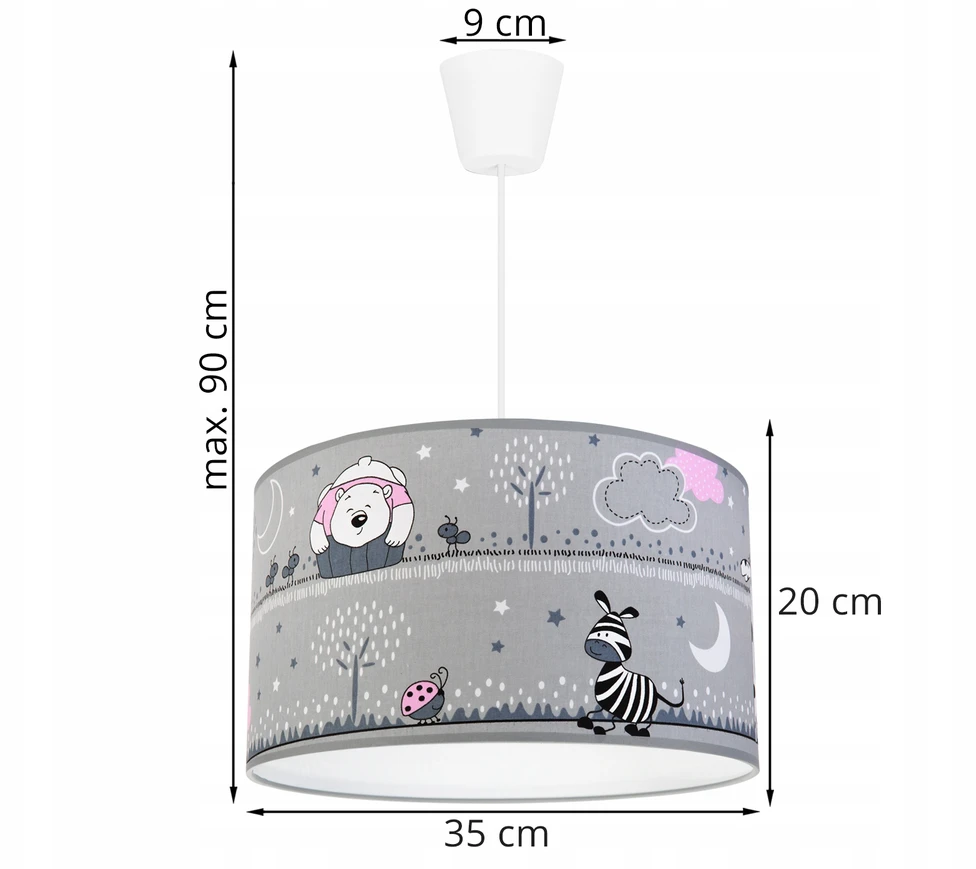 Light Home LAMPA WISZĄCA SUFITOWA LOFT DZIECIĘCA ABAŻUR LED