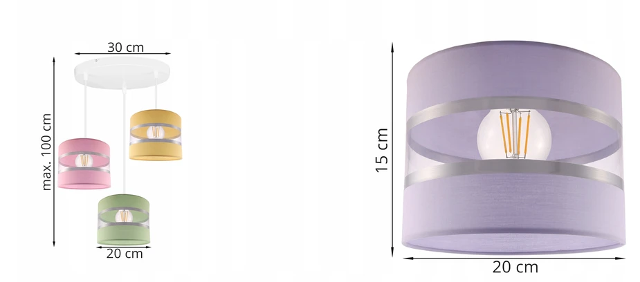 Light Home LAMPA WISZĄCA SUFITOWA ŻYRANDOL ABAŻUR DZIECIĘCA