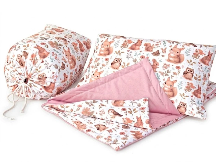 Liliowomi Komplet do przedszkola 4w1 koc 100x135 poduszka 40x60 maišelis velvet