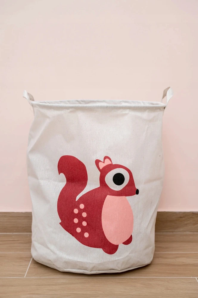 Lilszop KOSZ NA ZABAWKI POJEMNIK WOREK ORGANIZER NA PRANIE 40x50CM WZÓR WIEWIÓRKA