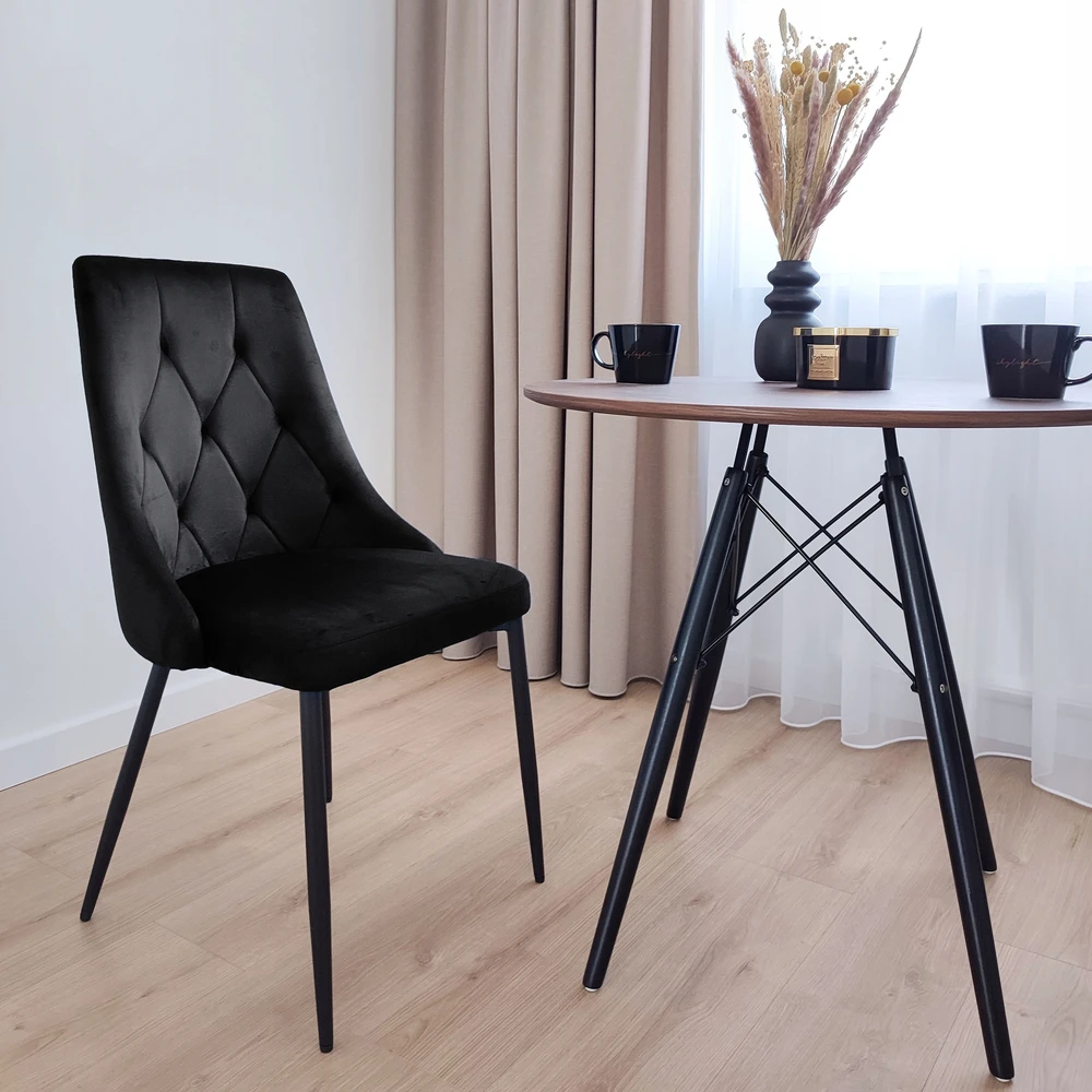 Gockowiak LINCOLN VELVET KĖDĖ, MINŠTA, Juodas VELVETAS, VALGOMOJE SVETAINEI