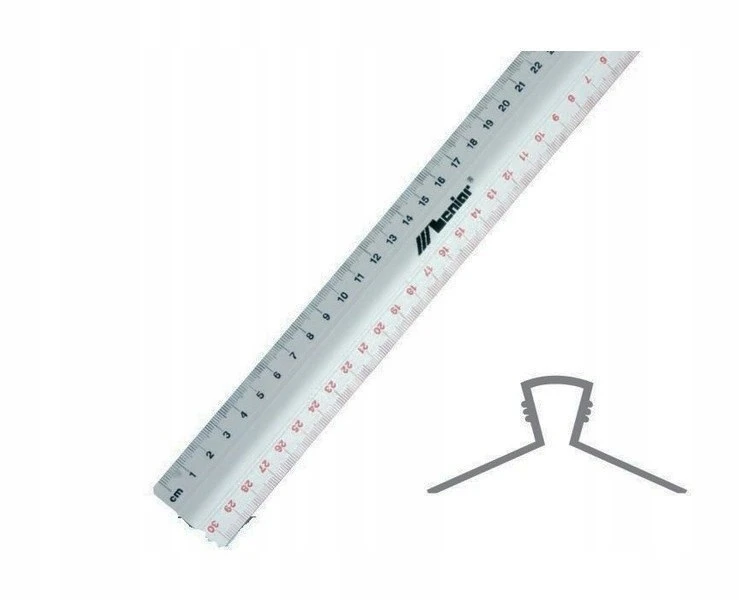 Linijka su laikikliu Leniar 15 cm metal anodowane aliuminio do rysowania