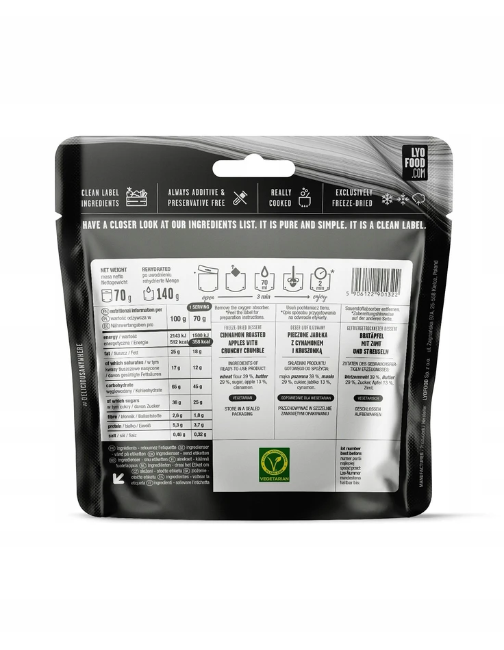 Liofilizatas LYOFOOD Trupinys su obuoliu ir cinamonu 140 g
