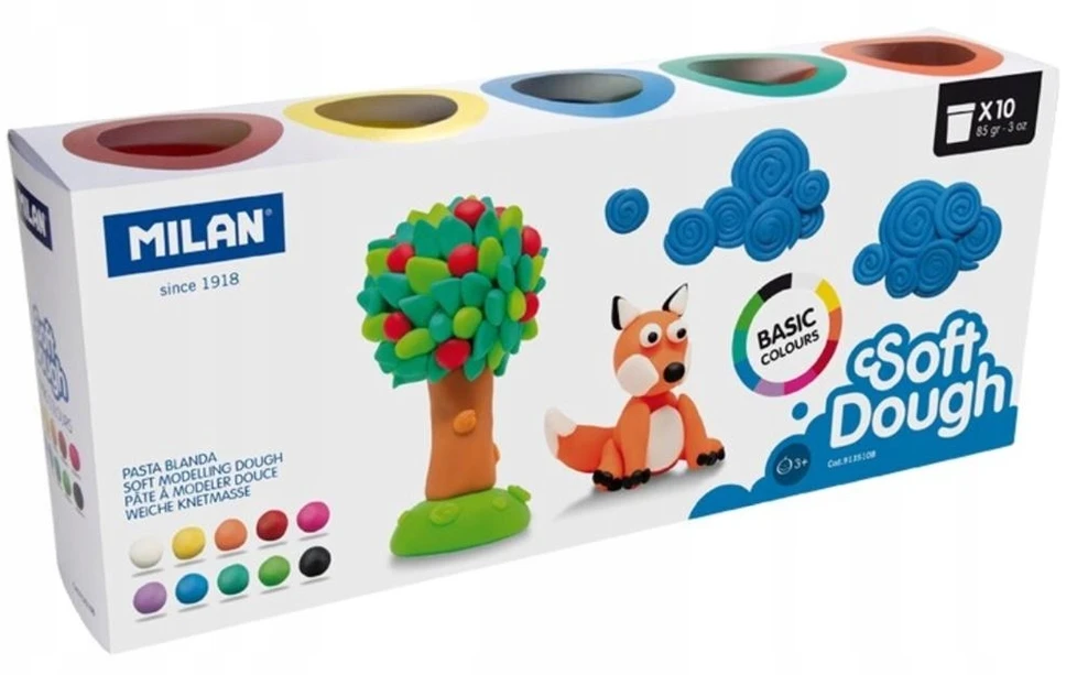 Lipdymo masė Milan Soft Dough, 10 spalvų
