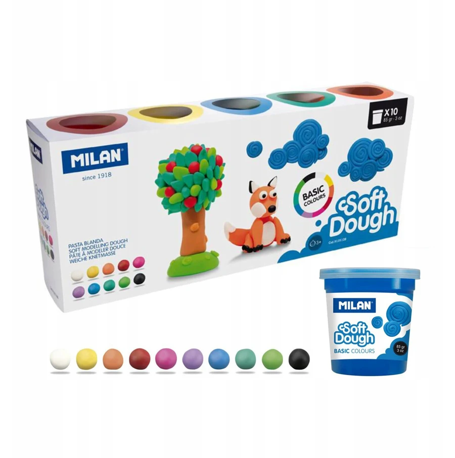 Lipdymo masė Milan Soft Dough, 10 spalvų