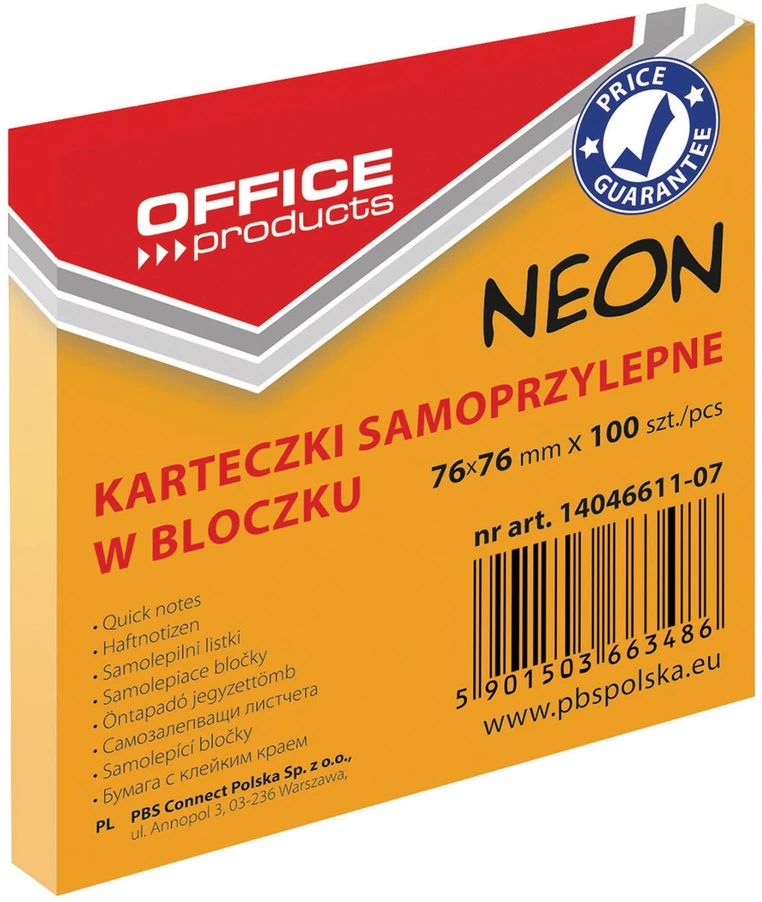 Office Products Lip.lapeliai 76x76/100 OFFp, neon žali