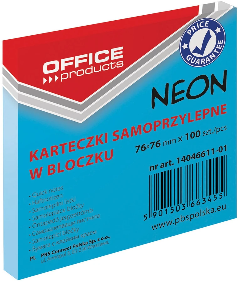 Office Products Lip.lapeliai 76x76/100 OFFp, neon žali