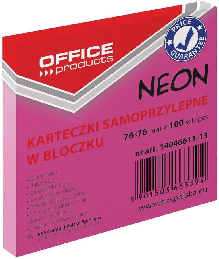 Office Products Lip.lapeliai 76x76/100 OFFp, neon žali