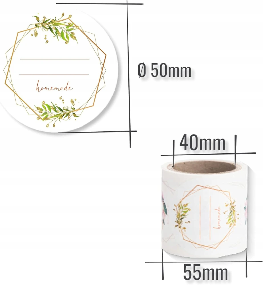 LIPPUSIOS ETIKETĖS 100 Vnt., APVALIO 50 MM, SKILTINIŲ uogienių prieskoniams
