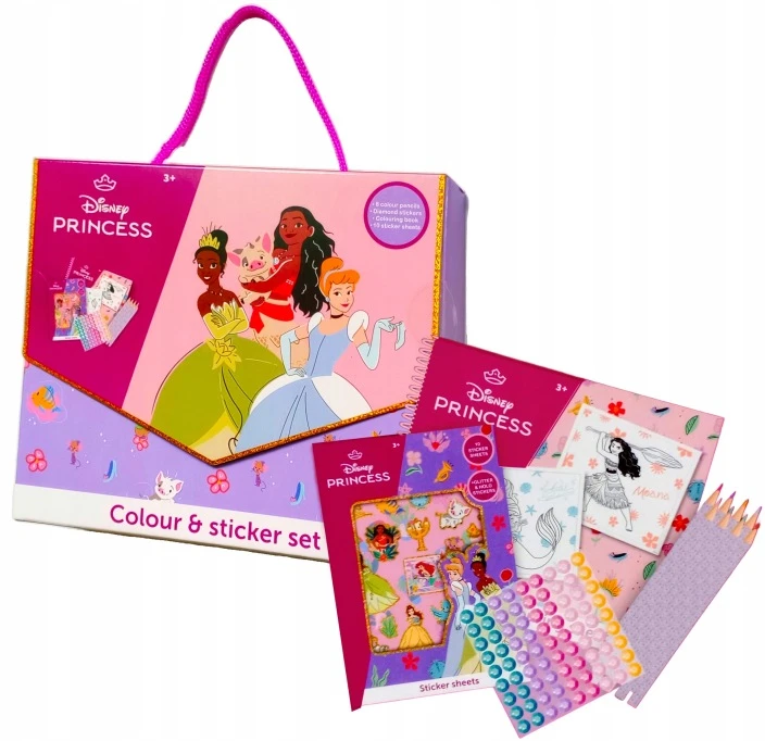 Lisciani Kūrybinis rinkinys DISNEY PRINCESS piešimo mokykla su lipdukais 20 vnt.