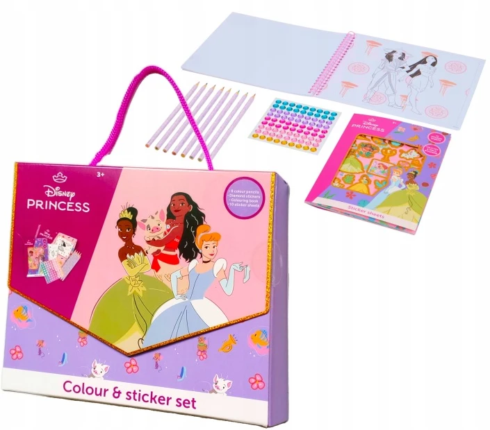 Lisciani Kūrybinis rinkinys DISNEY PRINCESS piešimo mokykla su lipdukais 20 vnt.