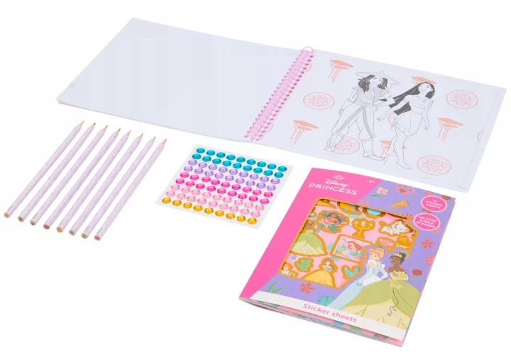 Lisciani Kūrybinis rinkinys DISNEY PRINCESS piešimo mokykla su lipdukais 20 vnt.