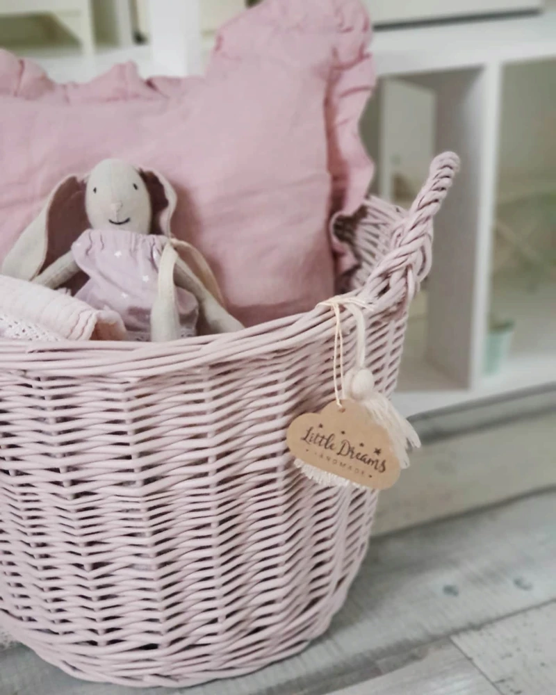 Little Dreams KOSZ WIKLINOWY NA ZABAWKI BRUDNY RÓŻ OKRĄGŁY