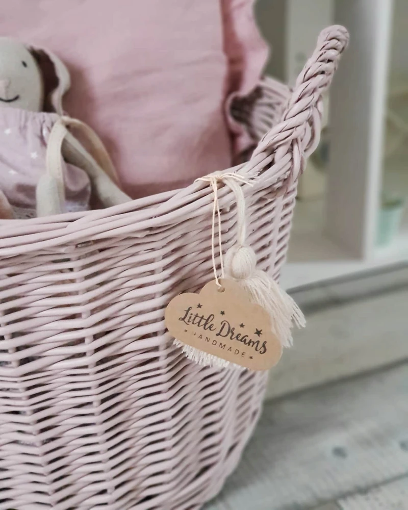 Little Dreams KOSZ WIKLINOWY NA ZABAWKI BRUDNY RÓŻ OKRĄGŁY